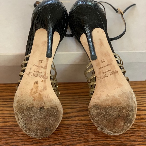 Jimmy Choo Elaphe/MirrorLeather Black/Champ, 38. - Picture 4 of 4